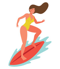 Poster - woman surfing in surfboard