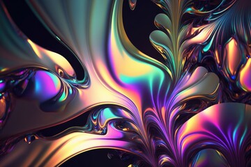 Canvas Print - Polarization effect and neon holographic stains create a fashionable texture. As an abstract psychedelic backdrop. Generative AI