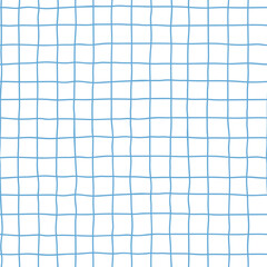 seamless checkered repeating vector pattern with hand drawn grid. blue plaid geometric simple textur
