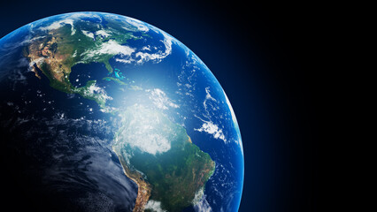 earth view from space close-up on a black background