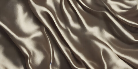 silk fabric silver brown, satin fabric, textured background for presentation, silk clothe folds, silk fabric texture, AI generated