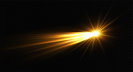 Wall Mural - falling down comet on transparent background. sparkle meteor, comet and asteroid with space trails. 