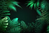 Fototapeta Sypialnia - Abstract floral background with dark green tropical leaves