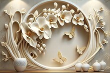 3D Premium Flower Wallpaper Murals, Bespoke Living Room Bedroom Home Deco, Generative Ai, Colorful Flowery Romantic Design