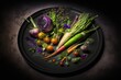 Engaging composition of abstract vegetable meals on a plate