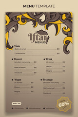 Wall Mural - Iftar menu template for ramadan kareem iftar menu with hand drawn grass background design