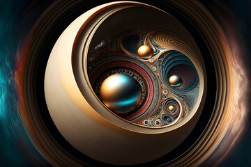 Wall Mural - fifth dimension fantastic cosmic visualisation, neural network generated art. digitally generated im