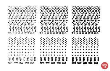 Poster - Marker drawn scribble square composition vector set. Childish geometric drawing. Hand draws tribal style compositions. Monochrome graphic design elements set.