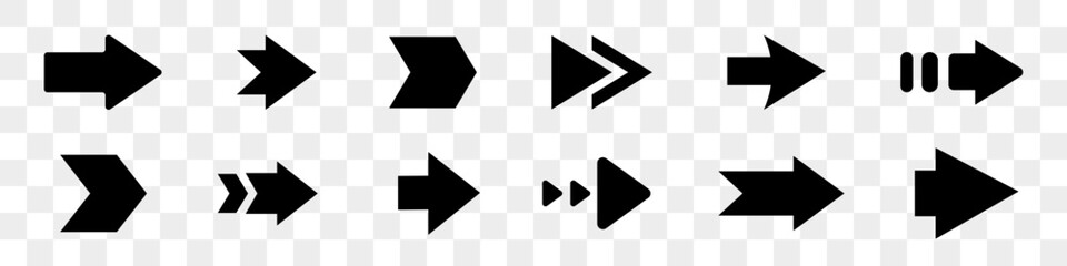 Aufkleber - Set of black arrow. Black arrows icon collection