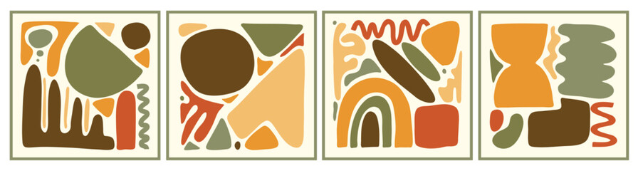 Poster - abstract set of various shapes and doodle objects in modern style. modern background with geometric 
