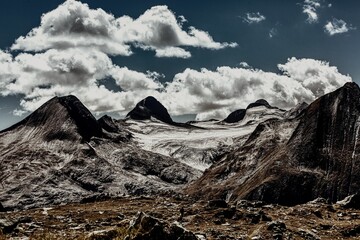 Poster - Aerial landscape of the beautiful rocky Nufenen mountain pass