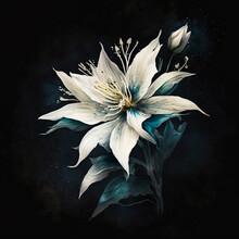White Flower Queen Of The Night. Generative AI Technology.