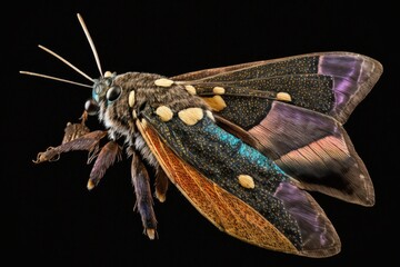 Poster - hawk moth, or hummingbird, on the side of the macroglossum stellatarum. microscopic study of a butte