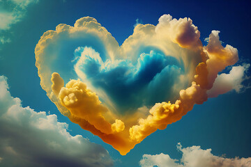 Wall Mural - Heart shaped cloud. Generative AI.
