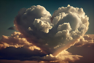Wall Mural - Heart shaped cloud. Generative AI.