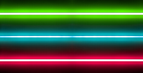 Wall Mural - multicolour neon lights, glowing horizontal line