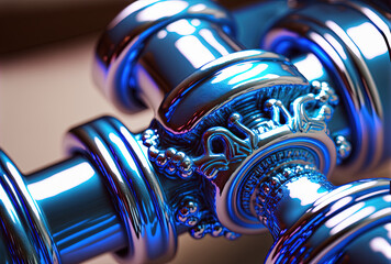 Aufkleber - Abstract chrome pipes composition. Industry themed background with shiny metallic connected pipes. Generated AI.