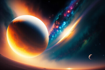 Wall Mural - Cosmic nebula background, Galaxy with colorful nebula, shiny stars and heavy clouds, highly detailed, AI generated Image