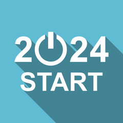 Aufkleber - New year 2024 start vector illustration, flat design vector icon, blue greeting card