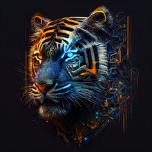 Tiger Mascot Gaming Logo Made With Light Effect