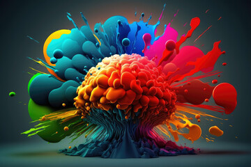 Wall Mural - Creative color explosion, colorful explosion with color splashes. Generative AI