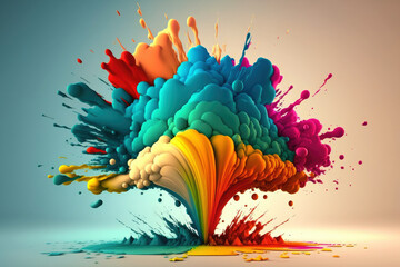 Wall Mural - Creative color explosion, colorful volcano explosion with color splashes. Generative AI