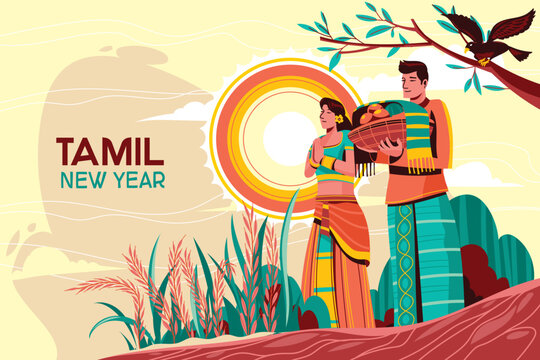 happy sinhala and tamil new year background design