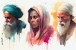 Religious Expressions, watercolor style. Generative AI