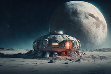 A Human Space Base On An Unknown Planet Created With Generative AI Technology.