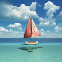 Generative AI Sailboat On The Sea Illustration