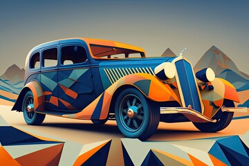 Wall Mural - Illustration of stylized cars with bold colors – Art Created with generative AI technology
