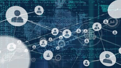 Poster - Animation of network of connections over globe and data processing