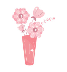 Sticker - pink flowers in base