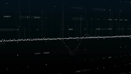 Poster - Animation of financial data processing over grid on dark background
