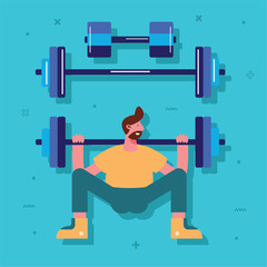 Canvas Print - man lifting weight with dumbbells