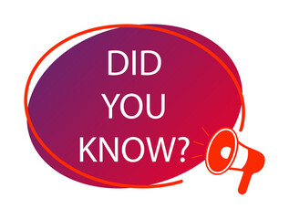 Poster - did you know tag, color, megaphone, red icon