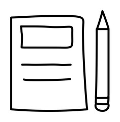 Fototapete - notebook and pencil sketch icon
