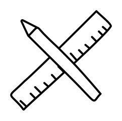 Fototapete - pencil and ruler sketch icon illustration design art