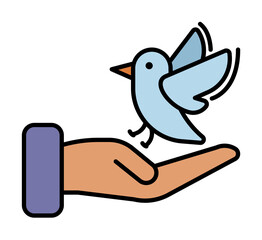 Poster - freedom, hand, birs, dove icon