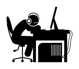 Poster - man sad tired icon illustration design art
