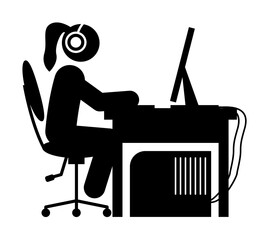 Poster - man gamer girl icon illustration design art