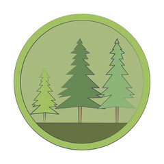 Poster - Oak colored in circle icon illustration design art