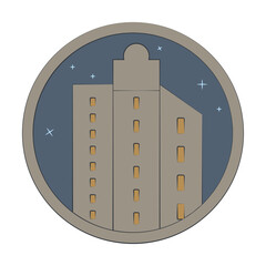 Poster - city colored in circle icon illustration design art
