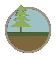 Poster - Pine tree colored in circle icon