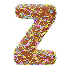 Wall Mural - Chocolate letter Z with sprinkles in realistic 3d render