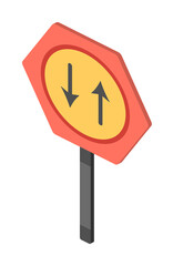 Poster - Give way isometric icon illustration design art