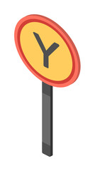 Poster - Yield sign isometric icon illustration design art