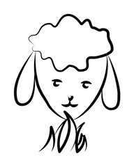 Poster - head of a sheep icon in sketch style