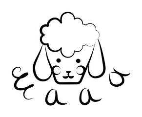Poster - head of a sheep icon in sketch style