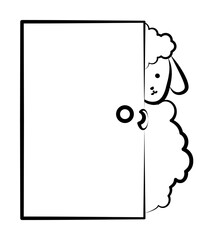 Poster - sheep outside the door icon in sketch style